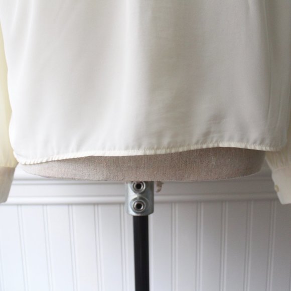 Vintage 80s Helene St. Marie High Neck Cream Blouse Long Sleeve Size 12 - Picture 8 of 12